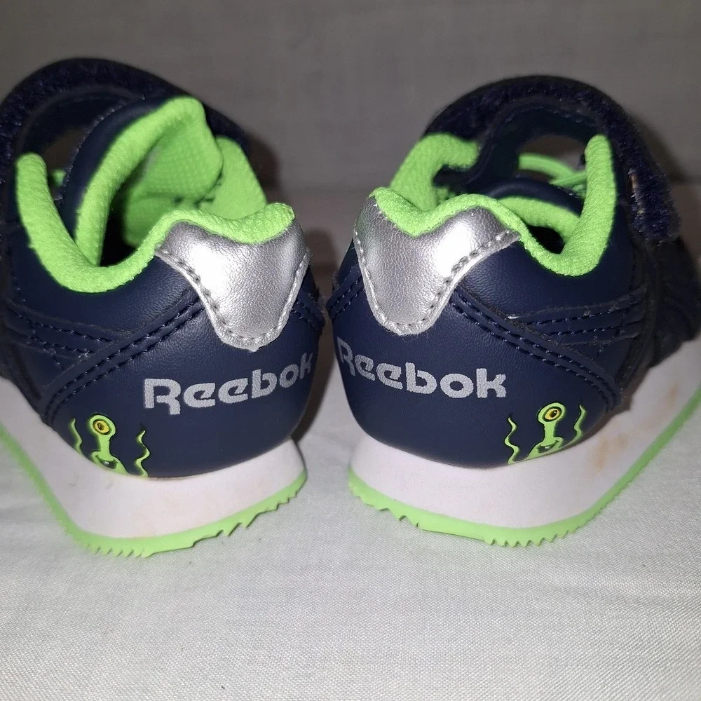 Shoes Sneakers Reebok Baby US 5  Space Infant Toddler Navy Blue Neon Green